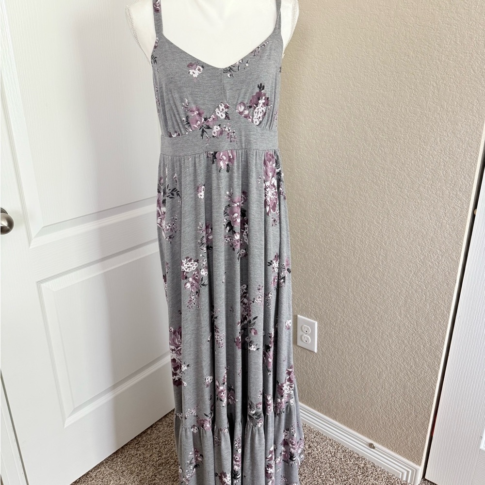 Torrid Gray Floral Maxi Dress